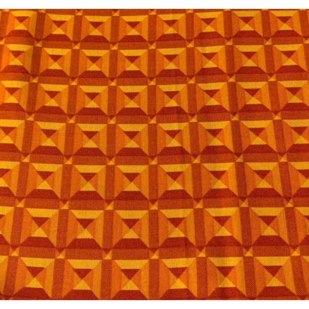 Retro Geometric Cotton Fabric Fat Quarter 18" x 22" Orange Yellow Craft Sewing M